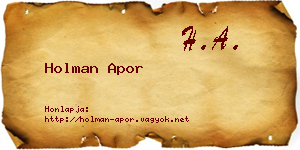 Holman Apor névjegykártya